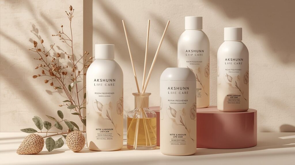 make a unique image for room freshner with packing for akshunn life care