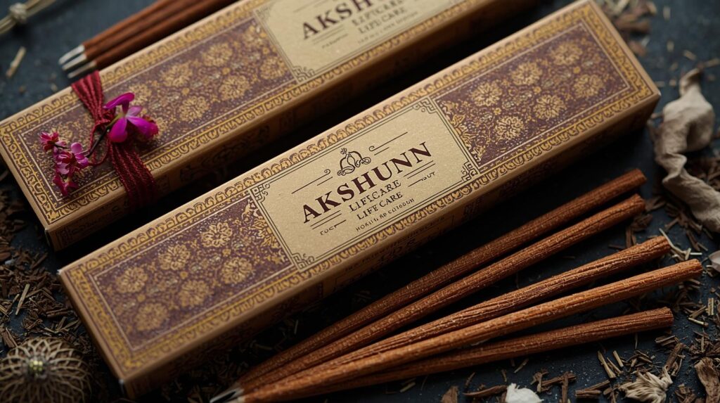 make a unique agarbatti image with their unique packing for akshunn life care insize 400x400 pixel