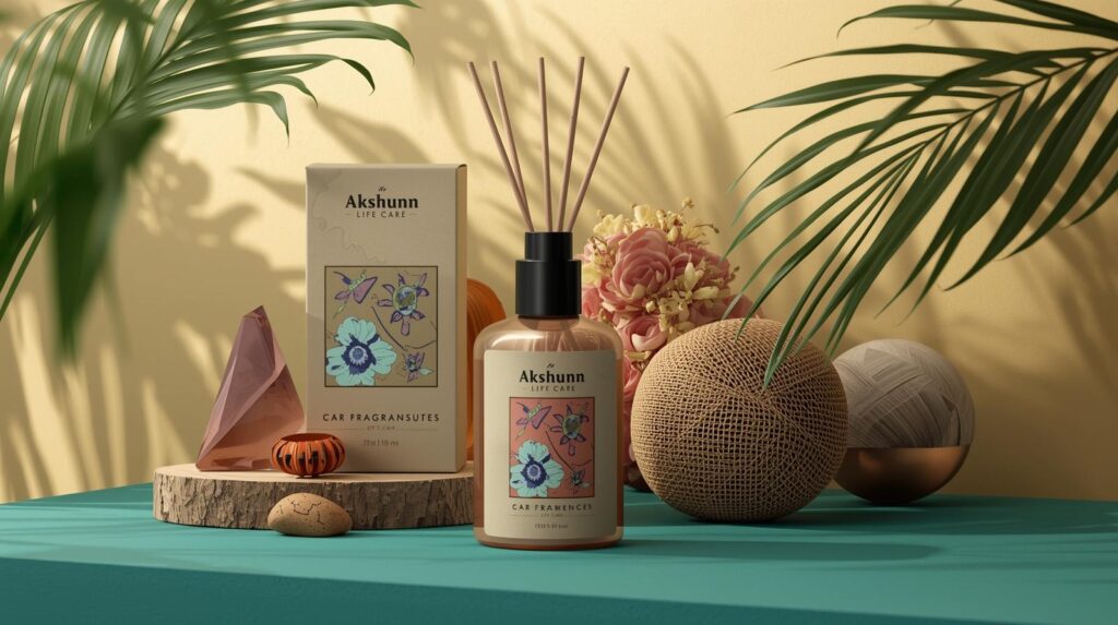 make a unique car fragnance image with their unique packing for akshunn life care insize 400x400 pixel (5)