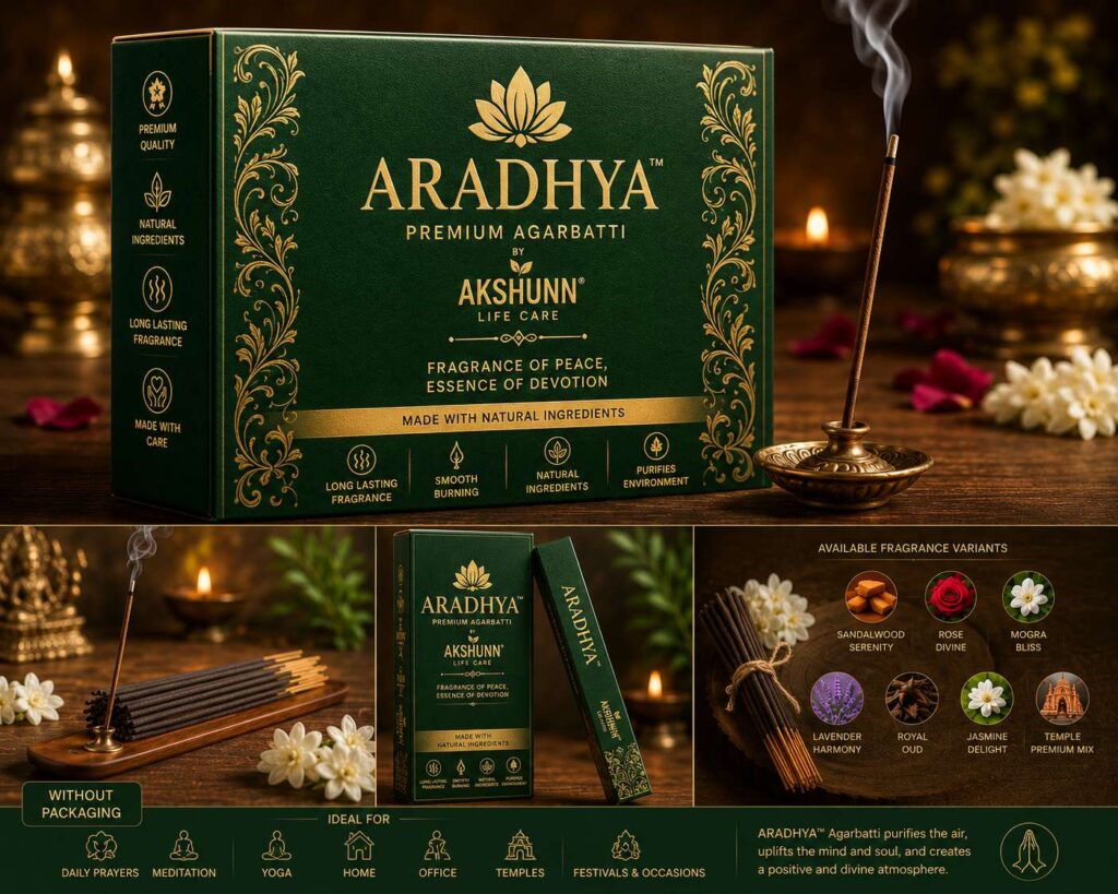 Aradhya Premium Quality Agarbatti for daily prayer with long-lasting fragrance